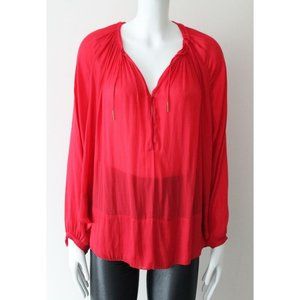 Isabel Marant Satin Chiffon Blouse Size 40 Red Slim Ties